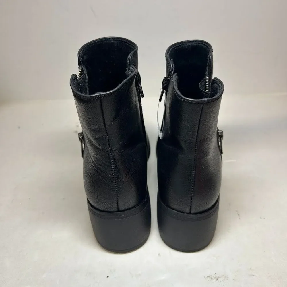 Baretraps Womens 8 M Black Avery Faux Leather Double Zipper Booties DISPLAY QX6